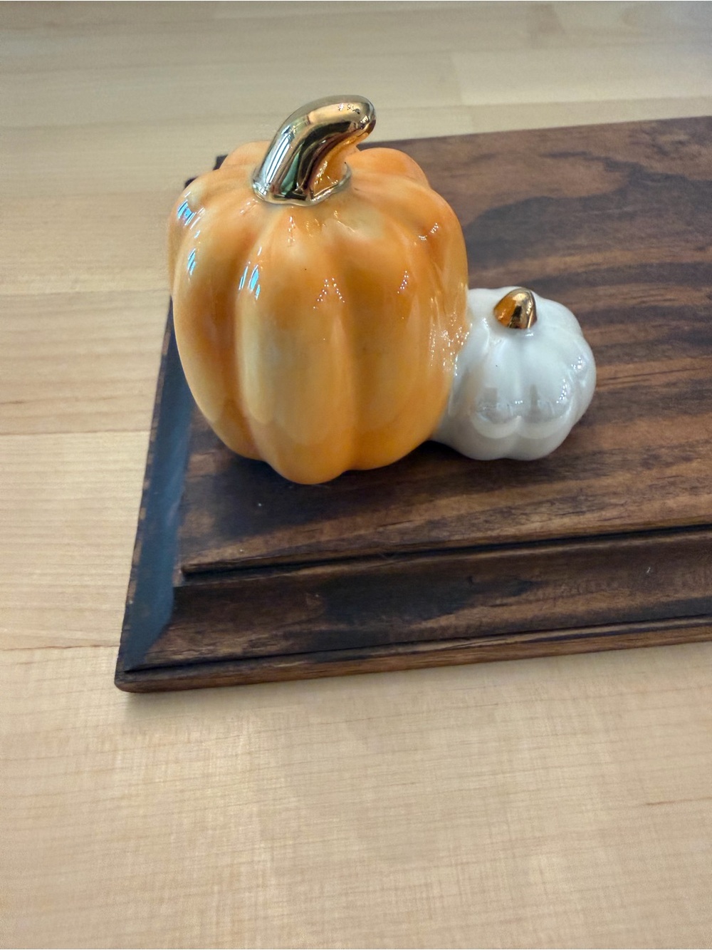 Nora Fleming Pumpkin Duo with Gold Stems mini